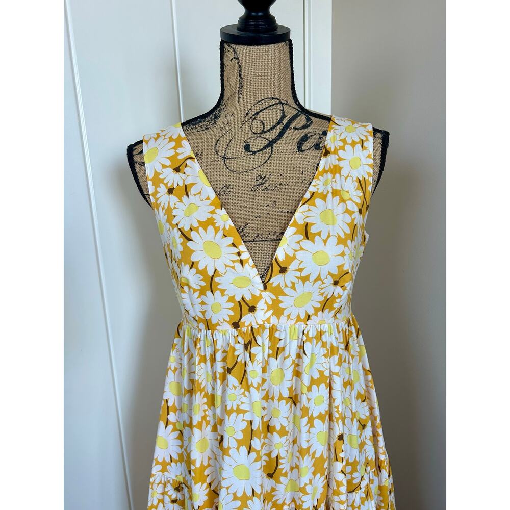 Kate Spade New York Daisy Poplin Vineyard Yellow Midi Dress Size 6 - Picture 2 of 8